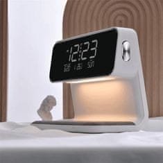 Digipick Multifunkciós LED állomás, vezeték nélküli okostelefon töltőállomás, szobahőmérő, ébresztőóra és naptár