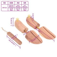 Vidaxl tömör cédrusfa cipőtágító cipőkanállal EU 39-41,5 155241