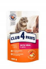 Club4Paws Premium nedves macskaeledel - Borjúhús mártásban 24x100g