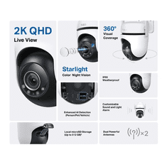 TPLINK Tapo C520WS Dóm IP biztonsági kamera Beltéri és kültéri 2560 x 1440 pixelek Plafon (Tapo C520WS)