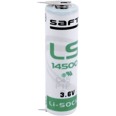 SAFT AA lítium ceruzaelem, forrasztható, 3,6V 2600 mAh, forrfüles, 14,5 x 50 mm, LS145002PF (LS145002PF)