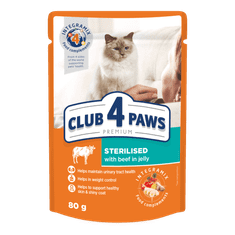 Club4Paws Premium Nedvestáp sterilizált macskáknak - Marhahús zselében 24x80g
