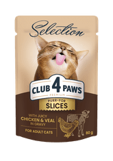 Club4Paws Premium Nedves macskaeledel - Csirke és borjúhús mártásban 12x80g