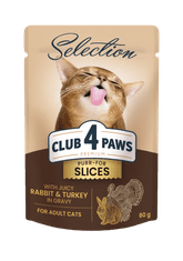 Club4Paws Premium Nedves macskaeledel - Nyúl és pulyka mártásban 12x80g