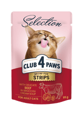 Club4Paws Premium nedves macskaeledel - Marhahús brokkoli krémlevesben 12x85g