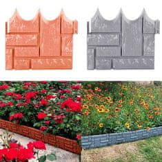 Vixson Tégla hatású kerti szegély csomag, modern sötétszürke műanyag kerítés virágágyás és kert díszítéshez (6 db) | TERRABARIC