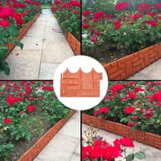Vixson Tégla hatású kerti szegély csomag, modern sötétszürke műanyag kerítés virágágyás és kert díszítéshez (6 db) | TERRABARIC