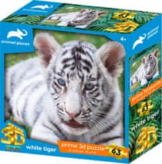 Prime 3D Puzzle Állat bolygó: fehér tigris 3D 63 darab