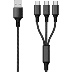 GO! 3in1 USB Ladekabel USB Type-C Nylon 1,5m schwarz (797156)