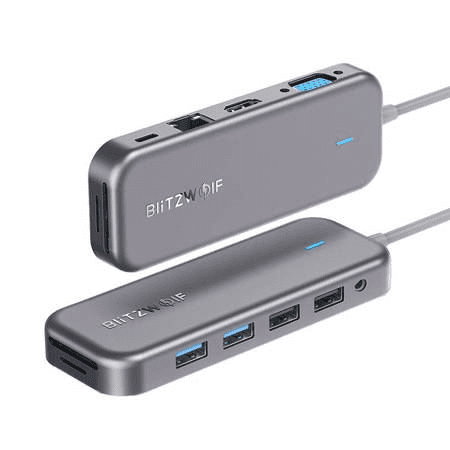 Blitzwolf 11 az 1-ben Hub USB-C ezüst (BW-TH8) (BW-TH8)
