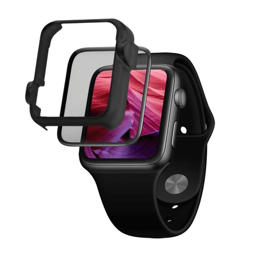FIXED 3D Full-Cover Apple Watch 44mm edzett üveg kijelzővédő fekete (FIXG3D-434-BK) (FIXG3D-434-BK)