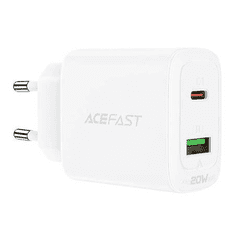 AceFast A25 hálózati töltő 1xUSB-C + 1xUSB-A, PD20W fehér (A25wh)