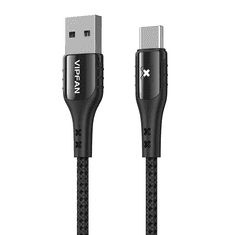 Vipfan Colorful X13 USB és USB-C kábel 3A 1.2m fekete (X13TC) (X13TC)