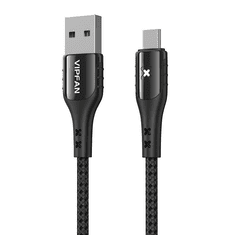 Vipfan Colorful X13 USB és Micro USB kábel 3A 1.2m fekete (X13MK) (X13MK)