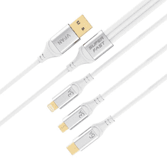Vipfan X15 3in1 USB-C Lightning Micro 66W USB kábel 1.2m aranyozott fehér (X15LMT) (X15LMT)