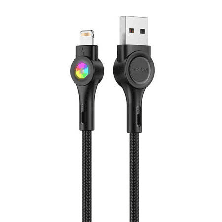 Vipfan Colorful X08 USB-A - Lightning kábel 3A, 1.2m fekete (X08LT) (X08LT)