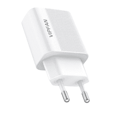 Vipfan E01 hálózati töltő 1xUSB, 2,4A + USB-A - Lightning kábel fehér (E01S-LT) (E01S-LT)
