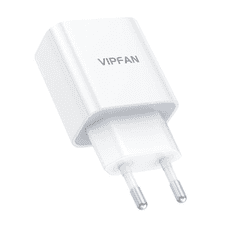 Vipfan E04 fali töltő USB-C, 20W, QC 3.0 + USB-C - USB-C kábel fehér (E04-CC) (E04 CC)