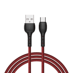 Recci RTC-N16CR USB-A apa - USB Type-C apa Adat és töltő kábel - Piros (1m) (RTC-N16CR)