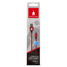 Spartan Gear USB-A apa - USB-C apa 2.0 Adat és töltő kábel - Piros (2m) (066087)