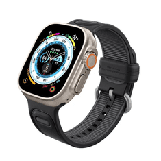 Caseology Athlex Active Apple Watch 45/44/42mm szilikon/szövet szíj - Fekete (AMP06537)