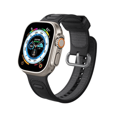 Caseology Athlex Active Apple Watch 45/44/42mm szilikon/szövet szíj - Fekete (AMP06537)