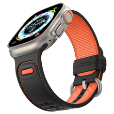 Caseology Athlex Active Apple Watch Szilikon szíj 42/44/45 mm - Fekete/Narancssárga (AMP06250)