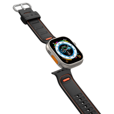 Caseology Athlex Active Apple Watch Szilikon szíj 42/44/45 mm - Fekete/Narancssárga (AMP06250)
