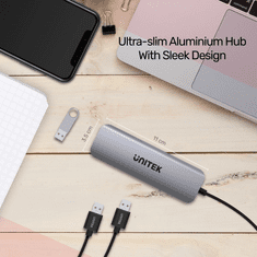 Unitek H1107A USB 3.2 Gen 1 HUB (4+1 port) Szürke (H1107A)