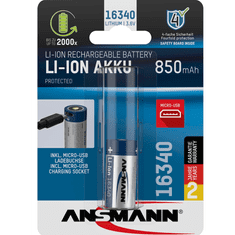 Ansmann 16340 Li-Ion 850 mAh Micro USB Akkumulátor (1db/csomag) (1300-0015)