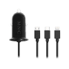 M.N.C. 54920BK 1x USB Type-A Autós töltő + Lightning/USB Type-C/microUSB kábel - Fekete (3.1A) (54920BK)