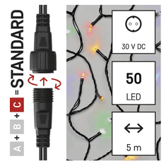 EMOS D1AM02 LED Kül-/beltéri fényfüzér 5m - Színes (D1AM02)