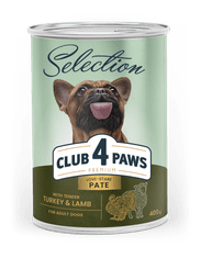 Club4Paws Premium Nedves kutyaeledel - pulyka és bárány pástétom 8x400g