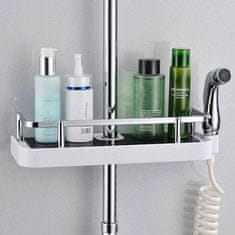 PrimePick Tusolópolc, fürdőszobai polc zuhanyzóhoz, fürdőszobai polc tompa zuhanykabinhoz, keretes polc, zuhanyfülkéhez rögzíthető falipolc, fürdőszobai eszközök tárolására szolgáló polcok, Racky