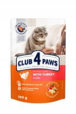 Club4Paws Premium Nedves macskaeledel - Pulyka zselében 24x100g