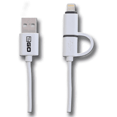 GO! 2in1 USB Lade-/Datenkabel f. Micro-USB & Apple 100cm ws (795637)