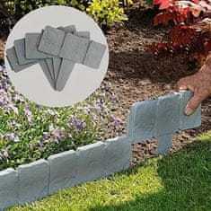 HOME & MARKER® Kő hatású kerti szegély virágágyások díszítésére, kerti dísz műanyag kerítés, stílusos kertek kialakításához, egyszerűen (10 darab) | MINIFENCE