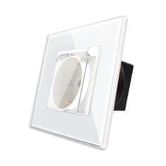 Luxion Egyszerű Védőfedeles Konnektor Üvegkerettel, Fehér