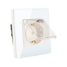 Luxion Egyszerű Védőfedeles Konnektor Üvegkerettel, Fehér