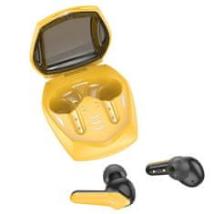 TKG Headset: HOCO TWS EW28 - sárga bluetooth headset, töltő tokkal