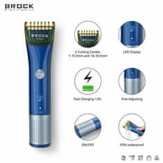 BROCK BHC 3001, 1-31 mm, Rozsdamentes penge, Kék, Vezeték nélküli hajvágó