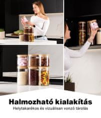 Deco Haus 6 db újrafelhasználható tárolóüveg készlet bambusz fedéllel - légmentesen záródó, mosogatógépben mosható, mikrózható - sütemények, tészták, száraz ételek, gabonafélék, kávé tárolására