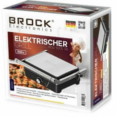 BROCK HCG 5000 SS, 2000W, 2in1, Állítható termosztát, Tapadásmentes, Fekete-Ezüst, Elektromos grillsütő