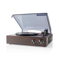 Nedis Turntable | 33 / 45 / 78 rpm | Belt Drive | 1x Stereo RCA | 18 W | Built-in (pre) amplifier | MP3 conversion | ABS / MDF | Brown 