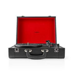 Nedis Turntable | 33 / 45 / 78 rpm | Belt Drive | 1x Stereo RCA | 18 W | Built-in (pre) amplifier | MDF / PU | Black / Red 