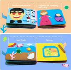 JOJOY® Montessori 3D érzékszervi könyv, filc és puha anyag, 1+ évtől - FIRSTBOOK Második fejezet