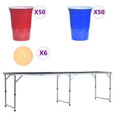 shumee összecsukható sörpong-asztal poharakkal és labdákkal 240 cm