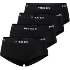 Pieces 4 PACK - női alsó Boxer PCLOGO 17106857 Black (Méret M)