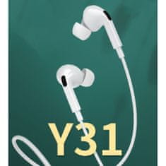 WK Design Y31 sztereó fülhallgható 3.5mm mini jack, fehér