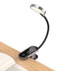BASEUS Mini LED Reading olvasólámpa klipszel, szürke
